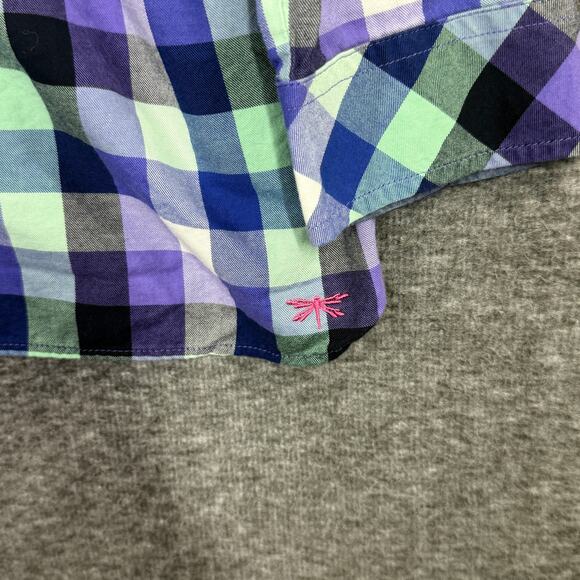 Talbots 2X Button Down  Purple Green Checker Plaid Long Sleeve Cotton Shirt NEW - Picture 5 of 7